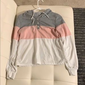 [SOLD] Grey, Pink, White Hoodie Extra Small